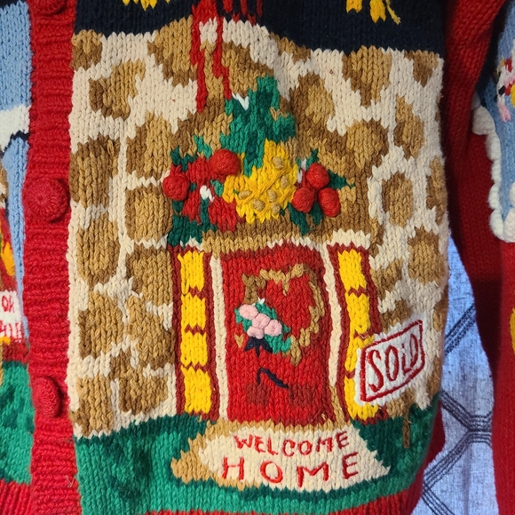 Vintage 1994 The Eagles Eye Real Estate Red Sweater S - Picture 2 of 13